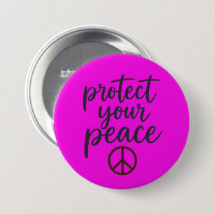 Badge Rond 7,6 Cm Bouton Protégez Votre Paix