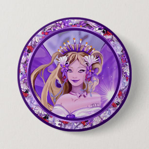 Badge Rond 7,6 Cm Bouton Purple Sun Fairy