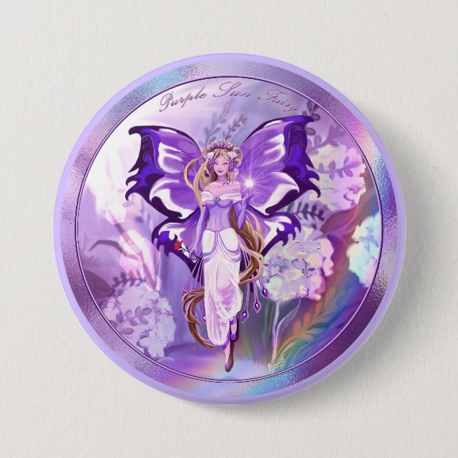 Badge Rond 7,6 Cm Bouton Purple Sun Fairy (Devant)