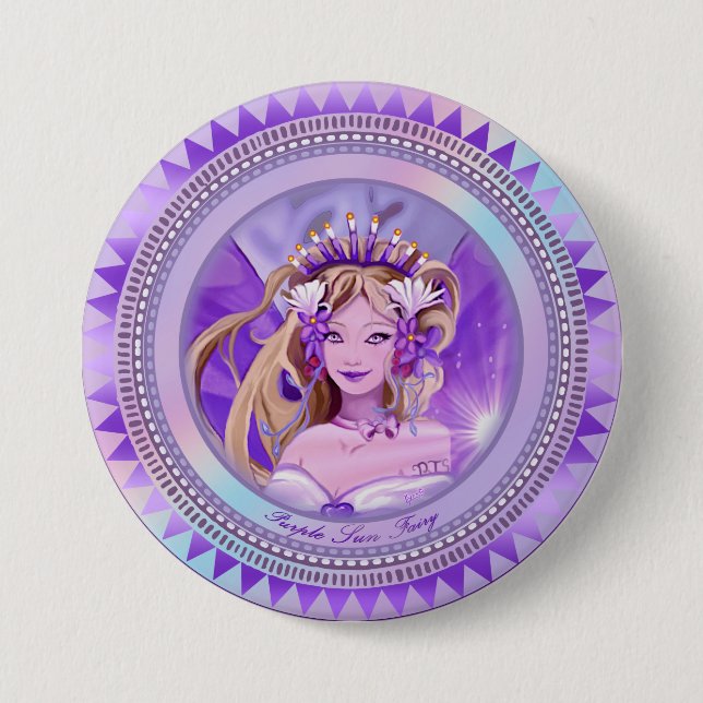 Badge Rond 7,6 Cm Bouton Purple Sun Fairy (Devant)
