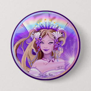 Badge Rond 7,6 Cm Bouton Purple Sun Fairy