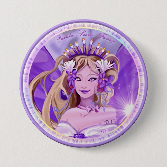 Badge Rond 7,6 Cm Bouton Purple Sun Fairy (Devant)