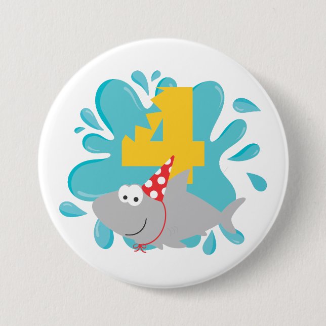 Badge Rond 7,6 Cm Bouton Quart anniversaire de requin (Devant)