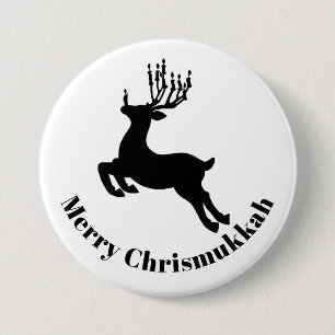 Badge Rond 7,6 Cm Bouton Reindeer Silhouette Chrismukkah