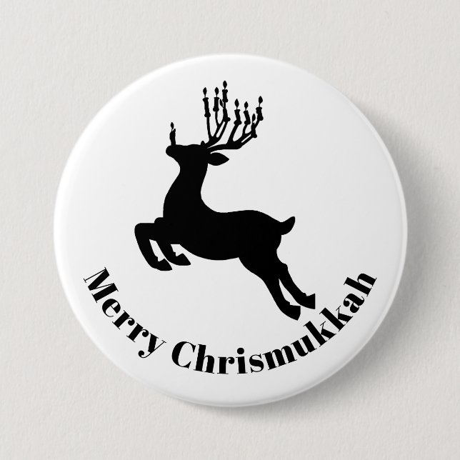 Badge Rond 7,6 Cm Bouton Reindeer Silhouette Chrismukkah (Devant)