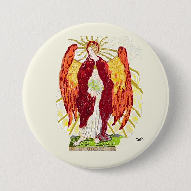 Badge Rond 7,6 Cm Bouton religieux : Archangel Uriel (Devant)