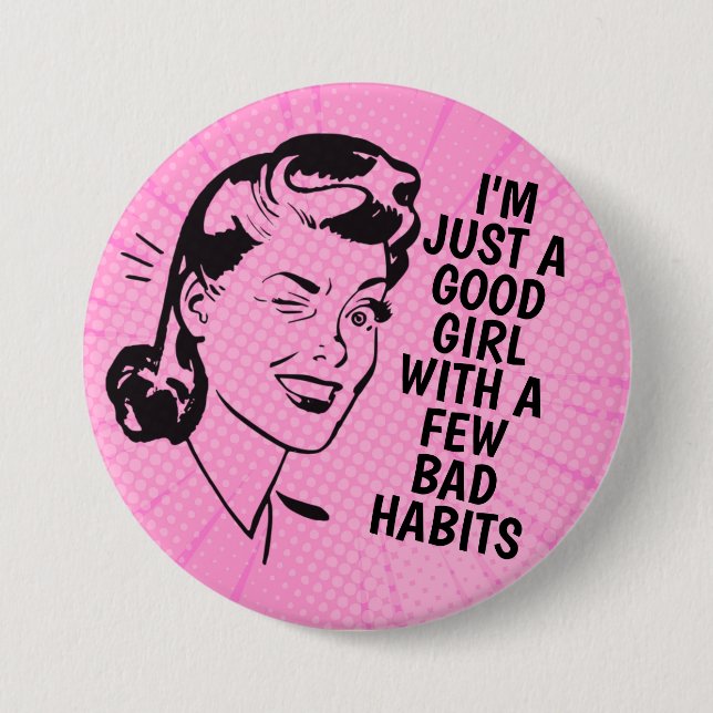 Badge Rond 7,6 Cm Bouton Rétro Bonne Fille (Devant)