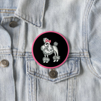 Badge Rond 7,6 Cm Bouton Rétro Caniche
