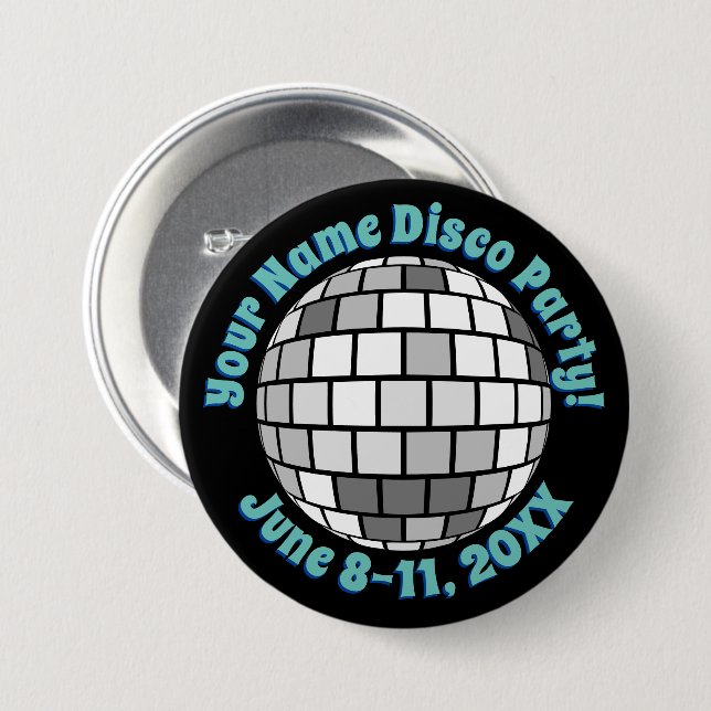 Badge Rond 7,6 Cm Bouton Retro Disco Ball PERSONNALISÉ (Devant & derrière)