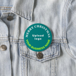 Badge Rond 7,6 Cm Bouton rond d'affaires de Noël vert cyan