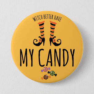 Badge Rond 7,6 Cm Bouton rond de 3 pouces de sorcière de candy d'Hal