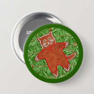 Badge Rond 7,6 Cm Bouton rond de la KITTY PAIN GINGERBREAD / Vert