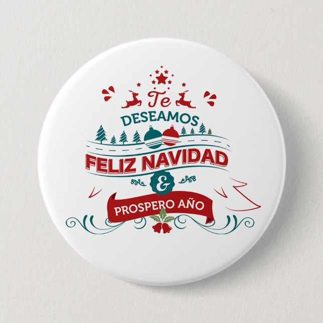 Badge Rond 7,6 Cm Bouton rond Feliz Navidad (Devant)
