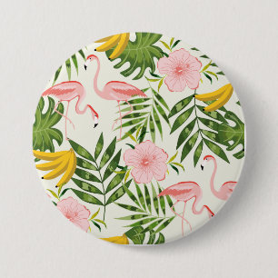 Badge Rond 7,6 Cm Bouton rond Flamant rose d'été tropical