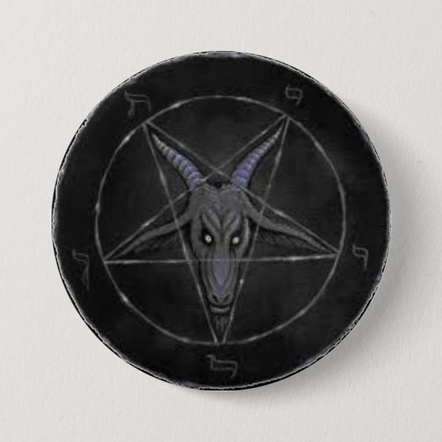 Badge Rond 7,6 Cm Bouton rond gris de Baphomet (Devant)