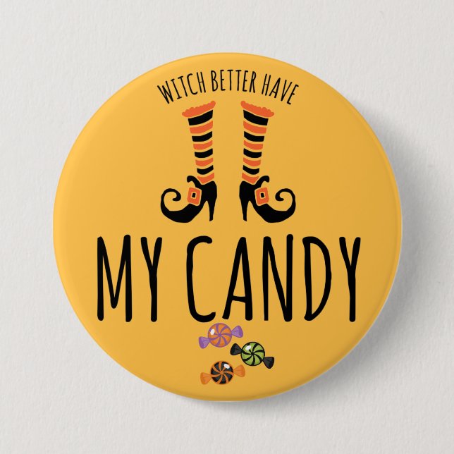 Badge Rond 7,6 Cm Bouton rond Halloween Witch Candy 3 pouces (Devant)