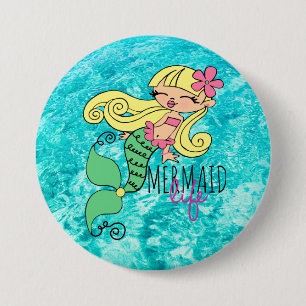 Badge Rond 7,6 Cm Bouton rond Mermaid Life BL 3 pouces