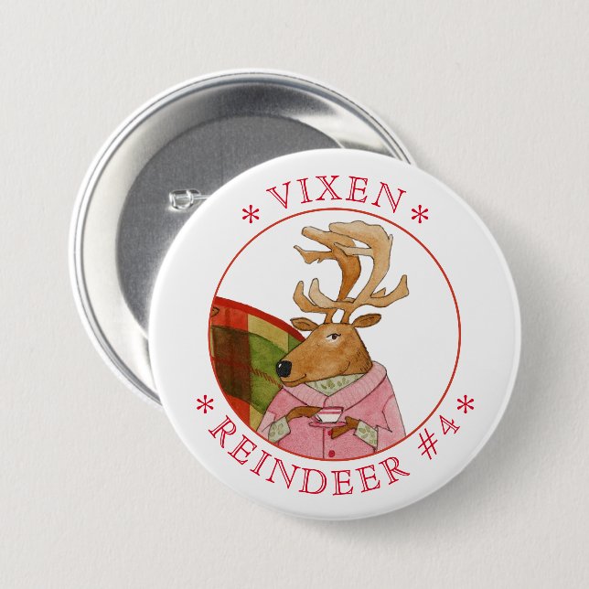 Badge Rond 7,6 Cm Bouton rond VIXEN REINDEER (Devant & derrière)