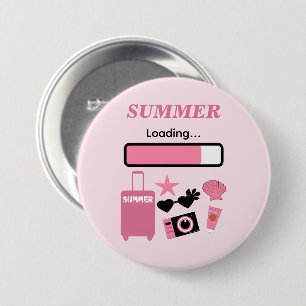 Badge Rond 7,6 Cm Bouton rose de chargement d'été