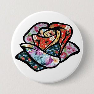 Badge Rond 7,6 Cm bouton rose de correction