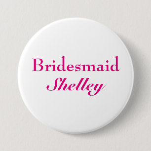 Badge Rond 7,6 Cm Bouton rose de demoiselle d'honneur