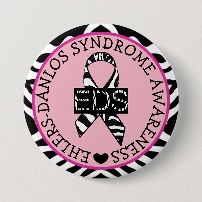 Badge Rond 7,6 Cm Bouton rose de sensibilisation au syndrome EDS Ehl (Devant)
