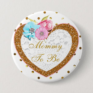 Badge Rond 7,6 Cm Bouton rose et or Mommy pour être Baby shower