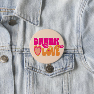 Badge Rond 7,6 Cm Bouton Rose Rétro Ivre d'Amour Future Mariée