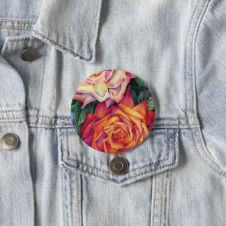 Badge Rond 7,6 Cm Bouton "Roses"