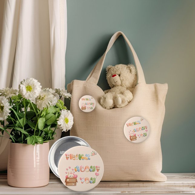 Badge Rond 7,6 Cm Bouton Saint-Valentin mignon | Pensez à vous (Créateur téléchargé)