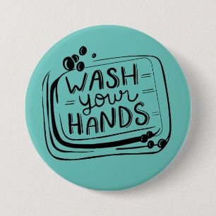 Badge Rond 7,6 Cm Bouton Se Laver les Mains