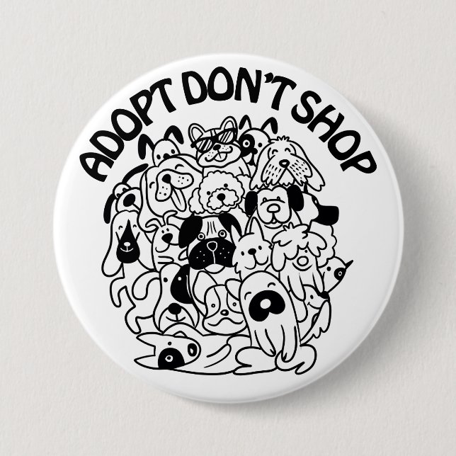 Badge Rond 7,6 Cm Bouton Secourt d'adoption de chien (Devant)