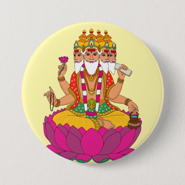 Badge Rond 7,6 Cm Bouton Seigneur Brahma (Devant)