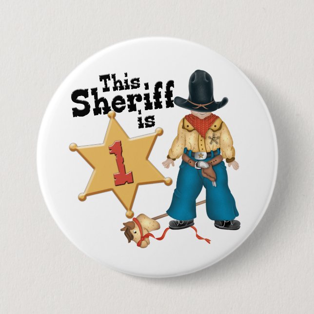 Badge Rond 7,6 Cm Bouton Sheriff Premier anniversaire (Devant)