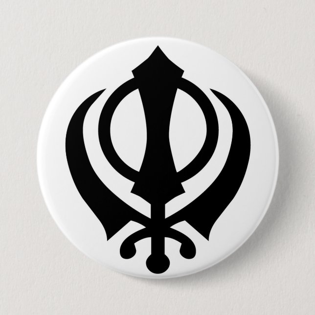 Badge Rond 7,6 Cm Bouton sikh de Khanda (Devant)