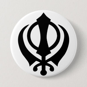 Badge Rond 7,6 Cm Bouton sikh de Khanda