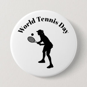 Badge Rond 7,6 Cm Bouton Silhouette du joueur de tennis féminin
