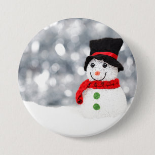 Badge Rond 7,6 Cm Bouton Snowman