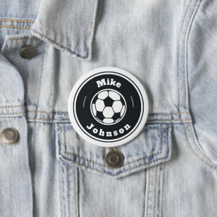 Badge Rond 7,6 Cm Bouton - Soccer personnalisé (ajouter le nom)