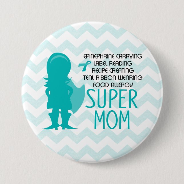 Badge Rond 7,6 Cm Bouton superbe de Teal de silhouette de maman (Devant)