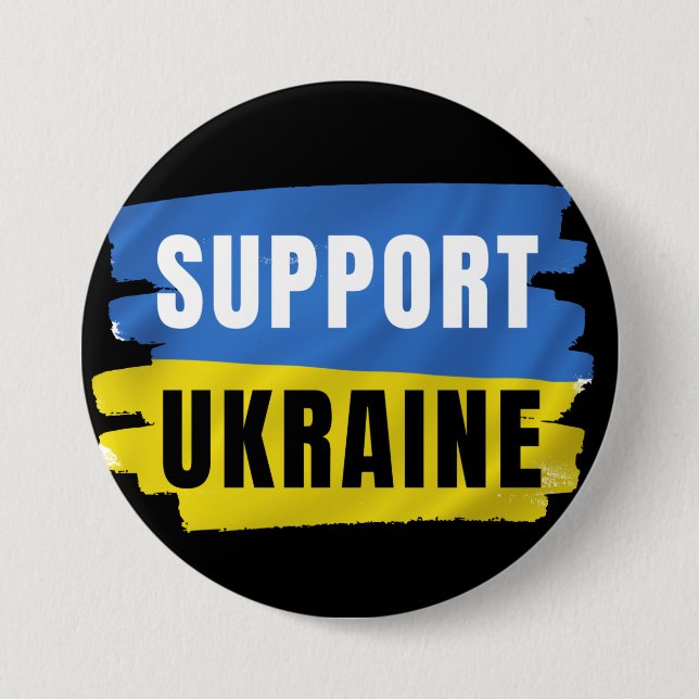 BADGE ROND 7,6 CM BOUTON SUPPORT UKRAINE (Devant)