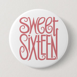 Badge Rond 7,6 Cm Bouton Sweet sixteen