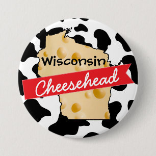Badge Rond 7,6 Cm Bouton Tête de fromage Wisconsin