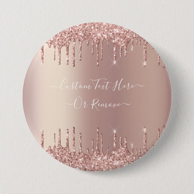 Badge Rond 7,6 Cm Bouton texte personnalisé rose Gold Blush Parties  (Devant)