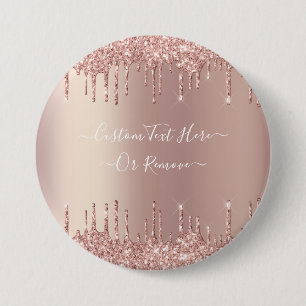 Badge Rond 7,6 Cm Bouton texte personnalisé rose Gold Blush Parties 
