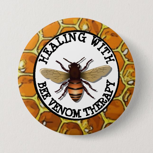 Badge Rond 7,6 Cm Bouton Thérapie de guérison avec venin d'abeille (Devant)
