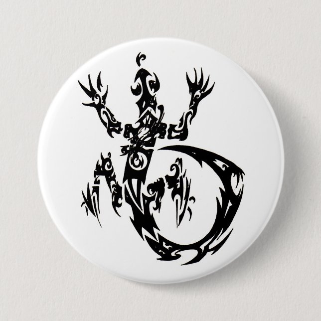 Badge Rond 7,6 Cm Bouton tribal de Gecko (Devant)