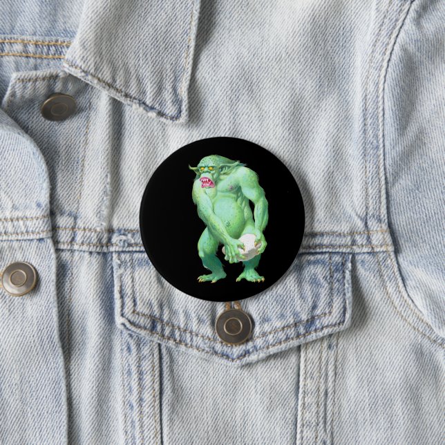 Badge Rond 7,6 Cm Bouton Troll (En situation)