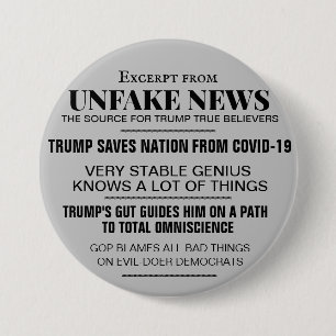 BADGE ROND 7,6 CM BOUTON TRUMP UNFAKE NEWS