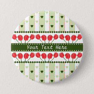 Badge Rond 7,6 Cm Bouton Tulipes & Coeurs, personnaliser